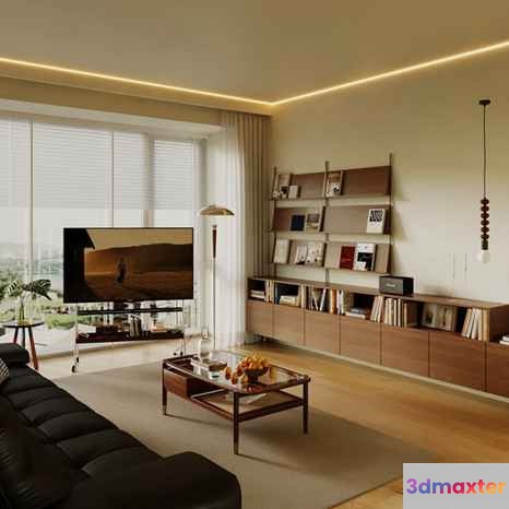 Modern Living Room 3D Model - 10020 - VRAY Render