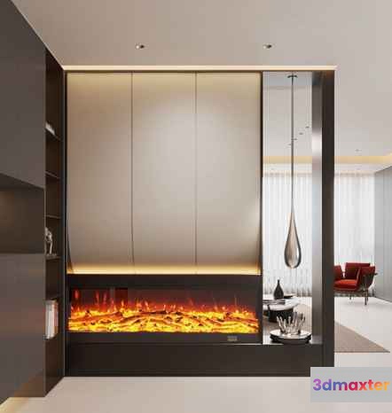 Modern Wall Fireplace 3D Model - 264 - CORONA Render