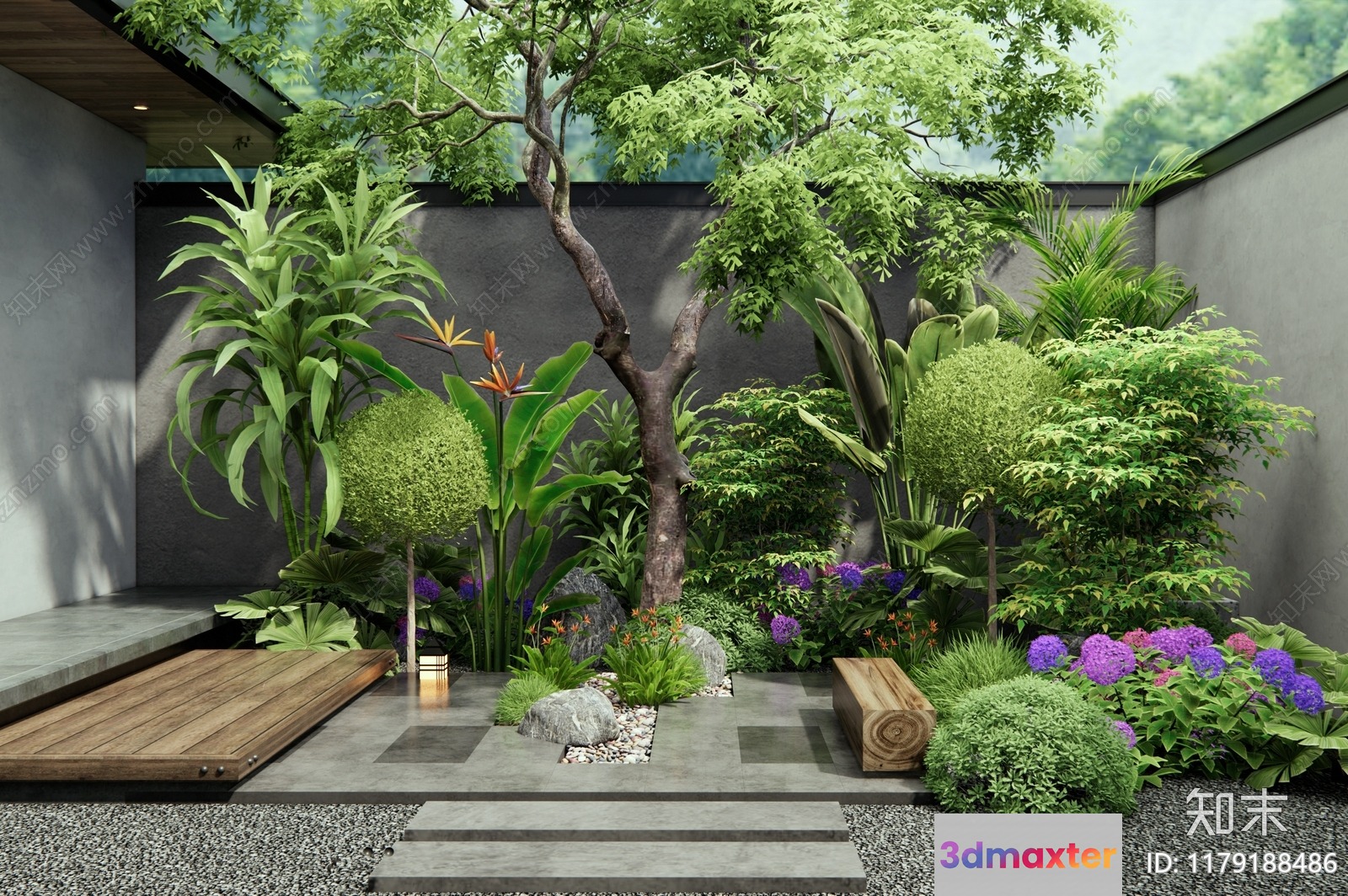 Modern Asian-Inspired Garden 3D Model - 9724 - VRAY Render