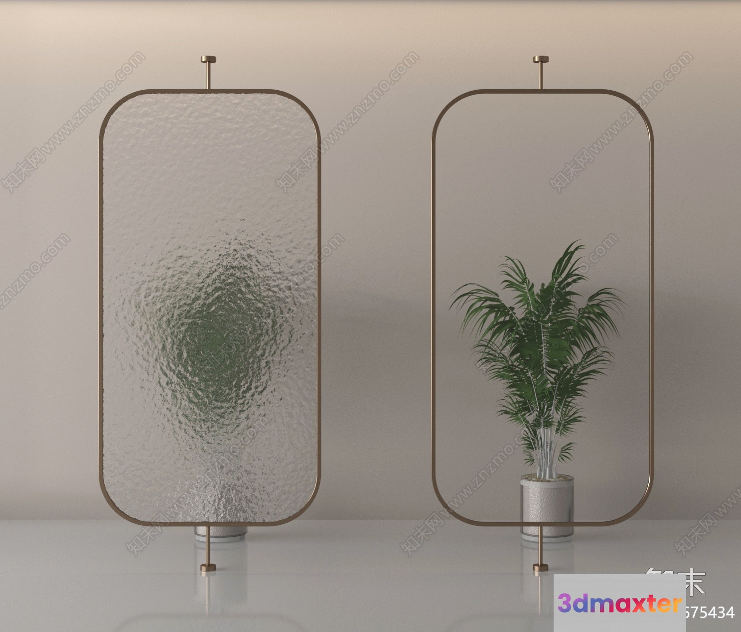 Modern Glass Room Divider 3D Model - 1473 - VRAY Render