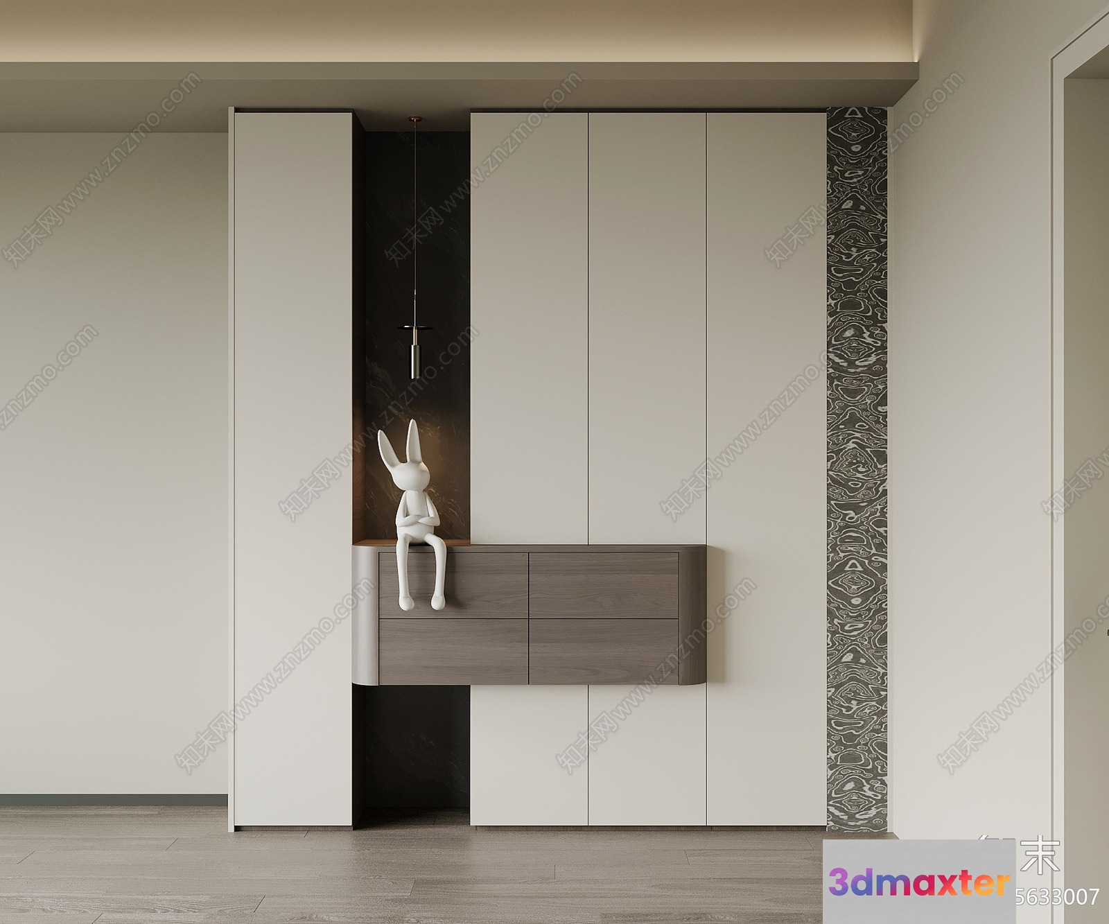 Modern White And Grey Wall 3D Model - 9914 - VRAY Render