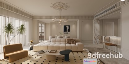 Modern Living Room 3D Model - 22218 - VRAY Render