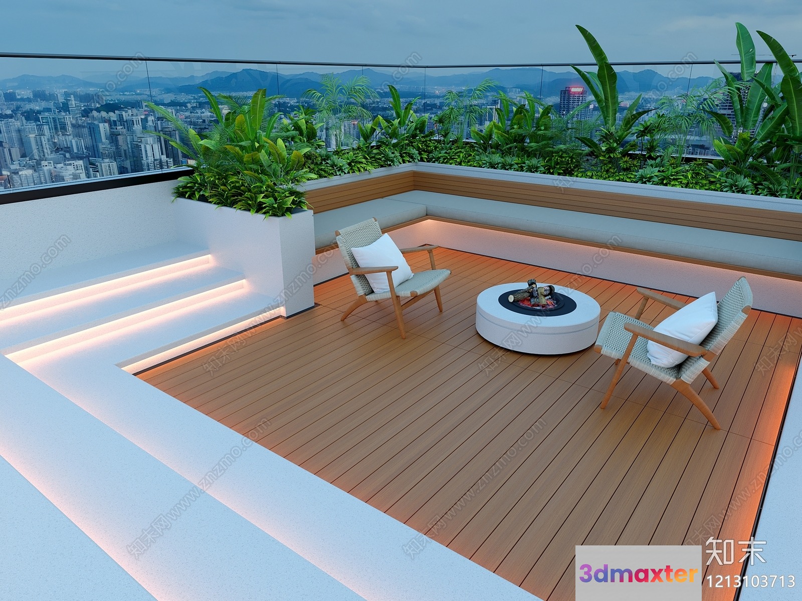 Cozy Rooftop Patio 3D Model - 20769 - VRAY Render