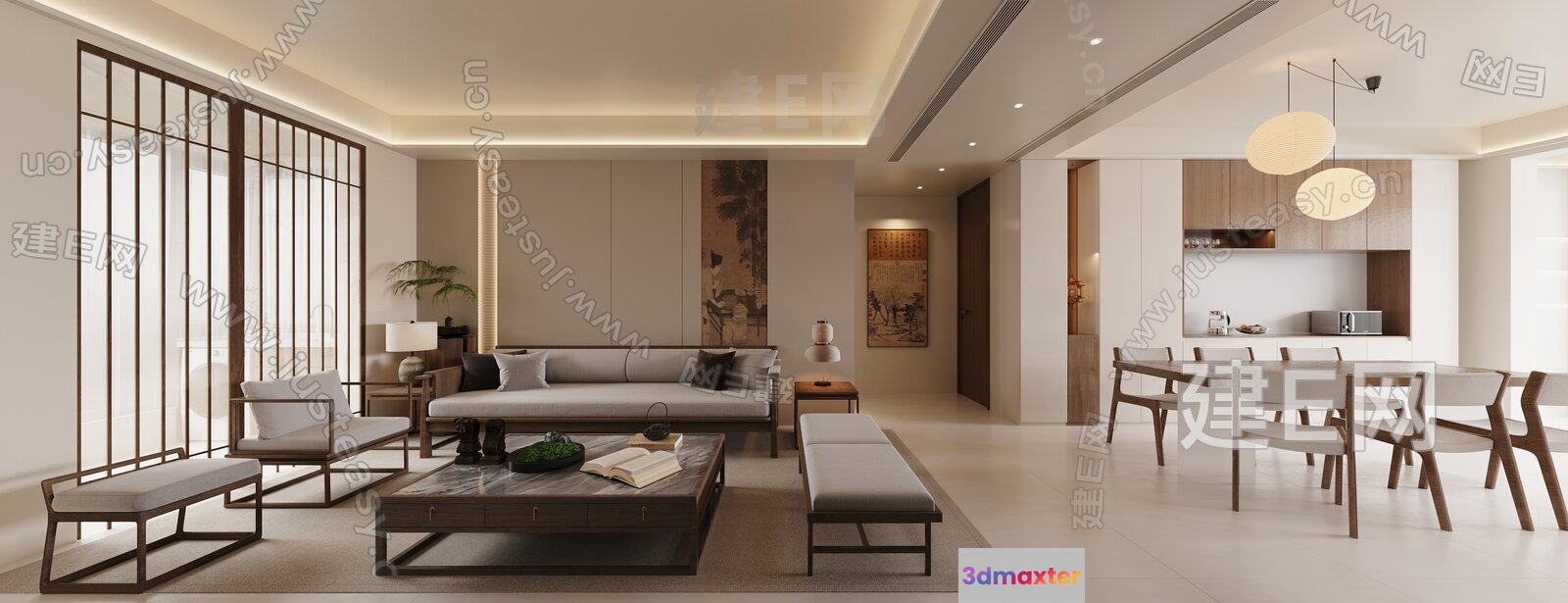 Modern Living Room 3D Model - 5152 - VRAY Render
