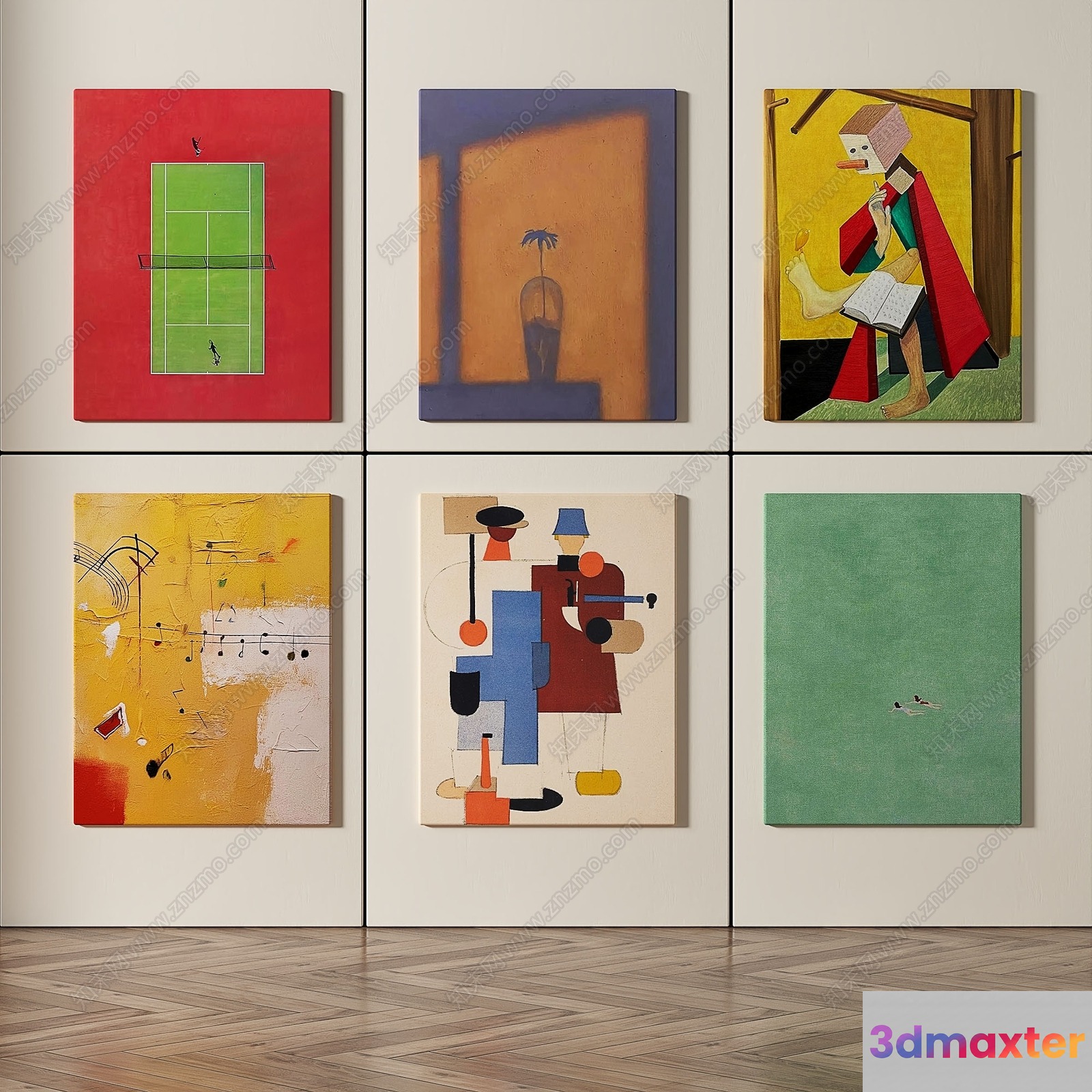 A Collection Of Abstract Paintings 3D Model - 14315 - VRAY Render
