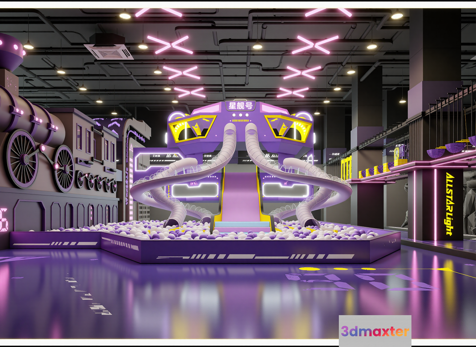 This Image Features A Futuristic-Looking Ball Pit 3D Model - 11605 - VRAY Render