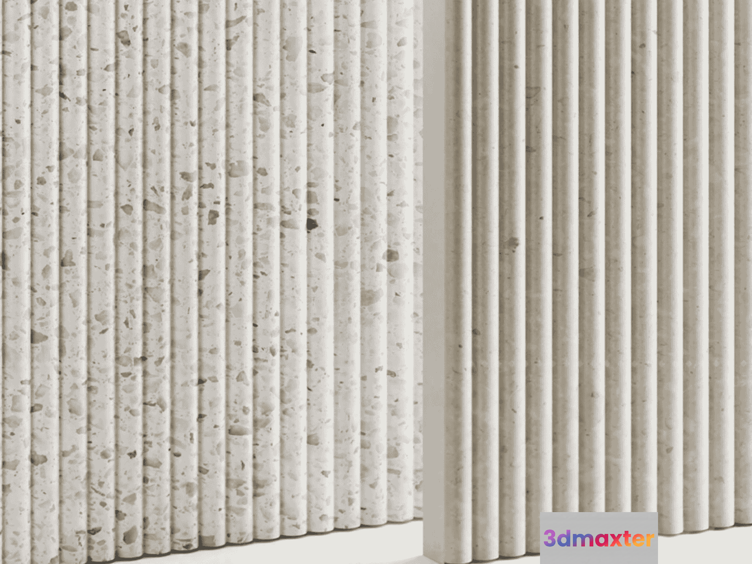 Modern White Stone Wall 3D Model - 17414 - VRAY Render