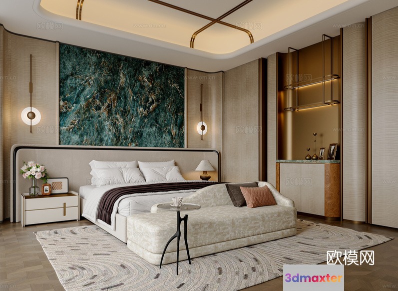 Cozy Modern Bedroom 3D Model - 17961 - VRAY Render