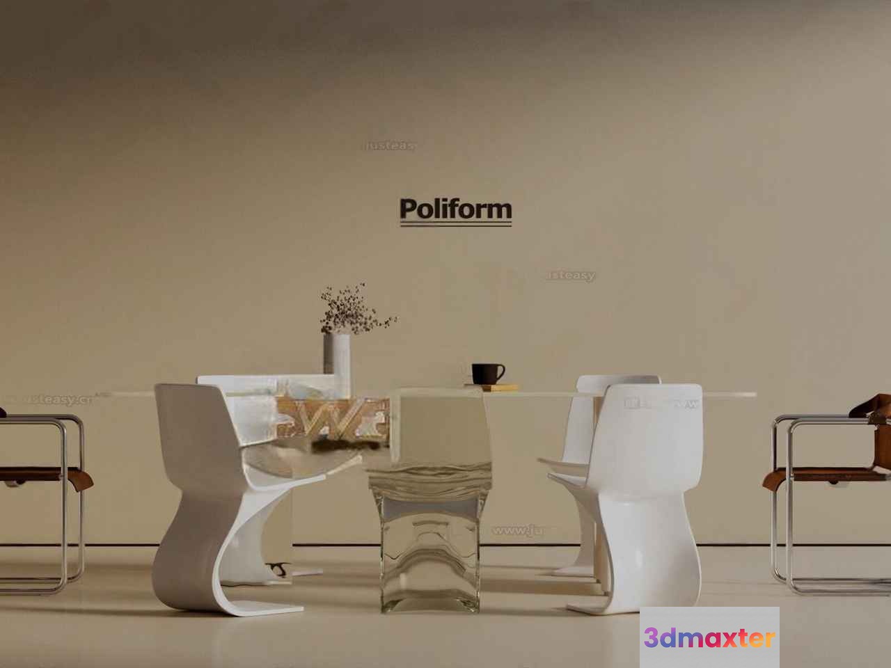 Modern Glass Table 3D Model - 16305 - VRAY Render