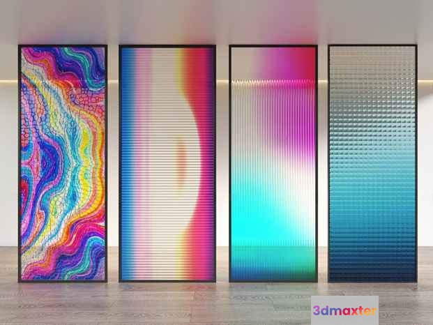 Four Colorful Art Pieces 3D Model - 10504 - VRAY Render