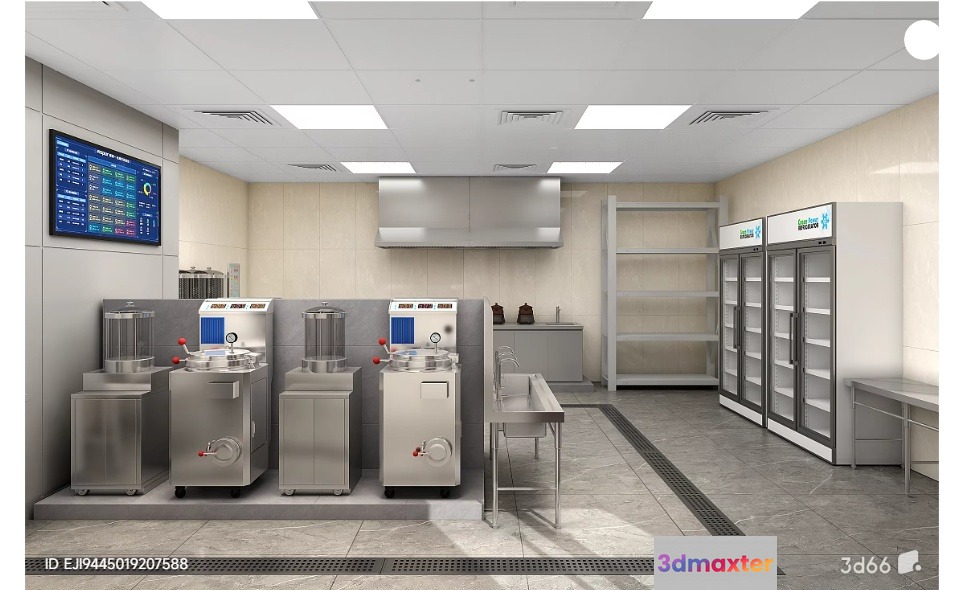 A Commercial Kitchen 3D Model - 17848 - VRAY Render