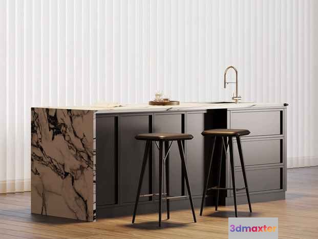 Modern Kitchen Island 3D Model - 8076 - VRAY Render