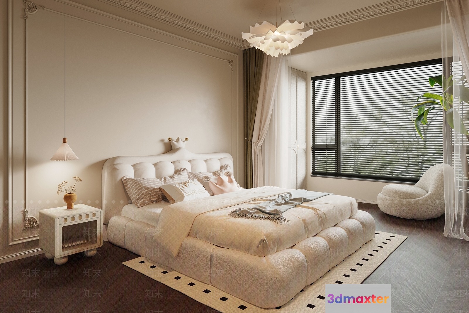 Cozy Modern Bedroom 3D Model - 19563 - VRAY Render