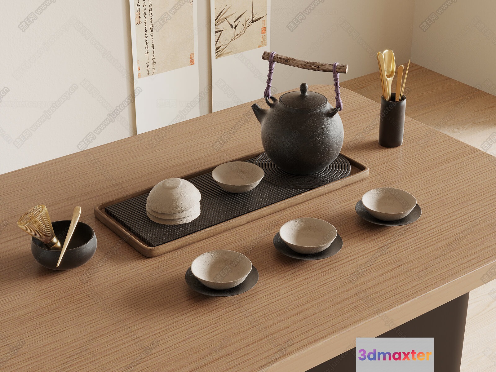 A Japanese Tea Set 3D Model - 1886 - VRAY Render
