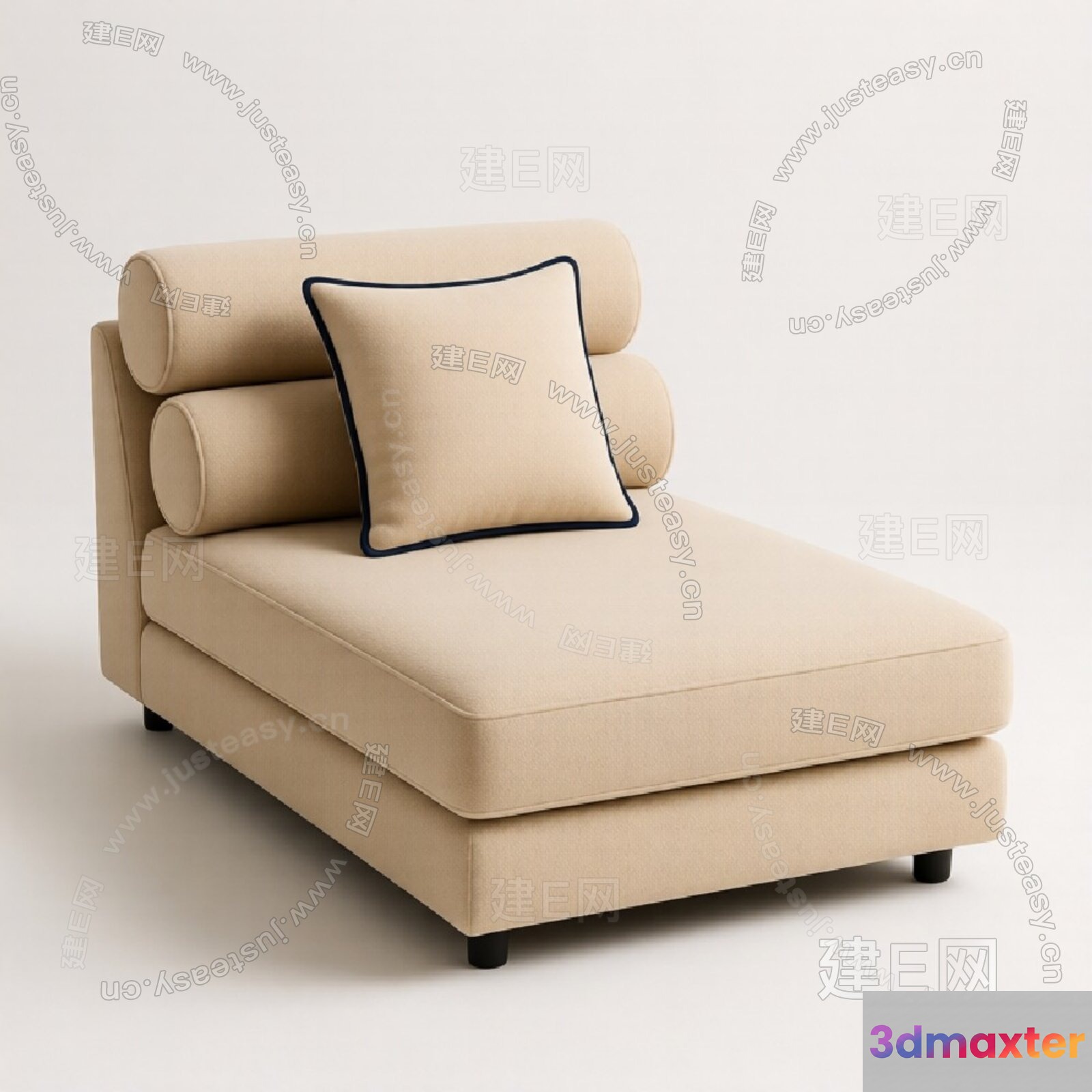 Modern Beige Chaise 3D Model - 22791 - VRAY Render