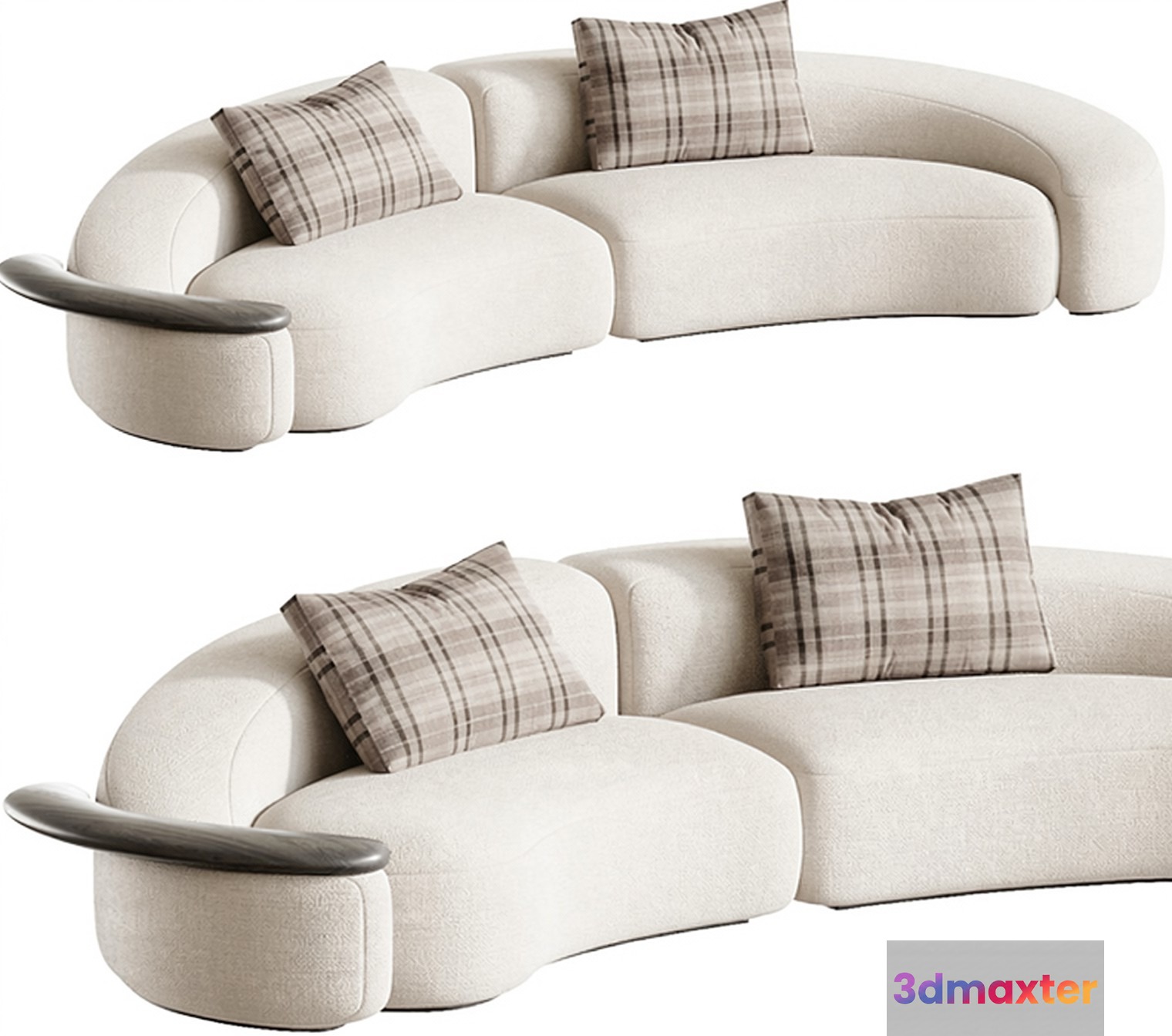 Modern Cream-Colored Couch 3D Model - 21165 - VRAY Render