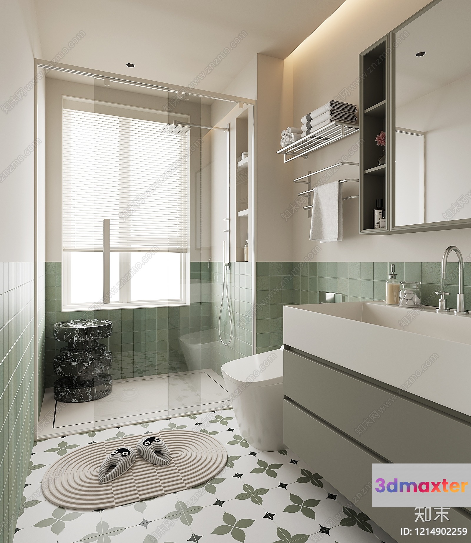 Modern Bathroom Interior 3D Model - 13874 - VRAY Render