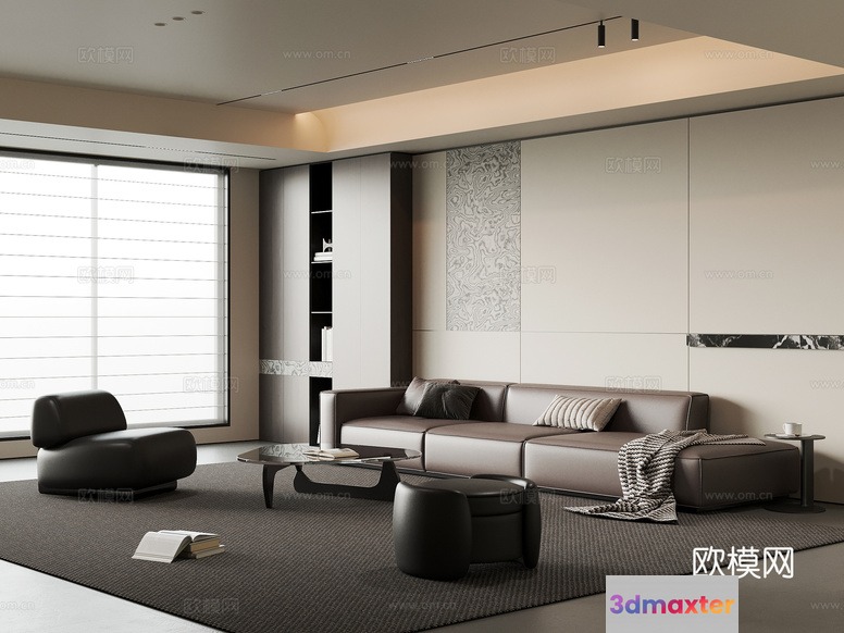 Modern Living Room 3D Model - 13282 - VRAY Render