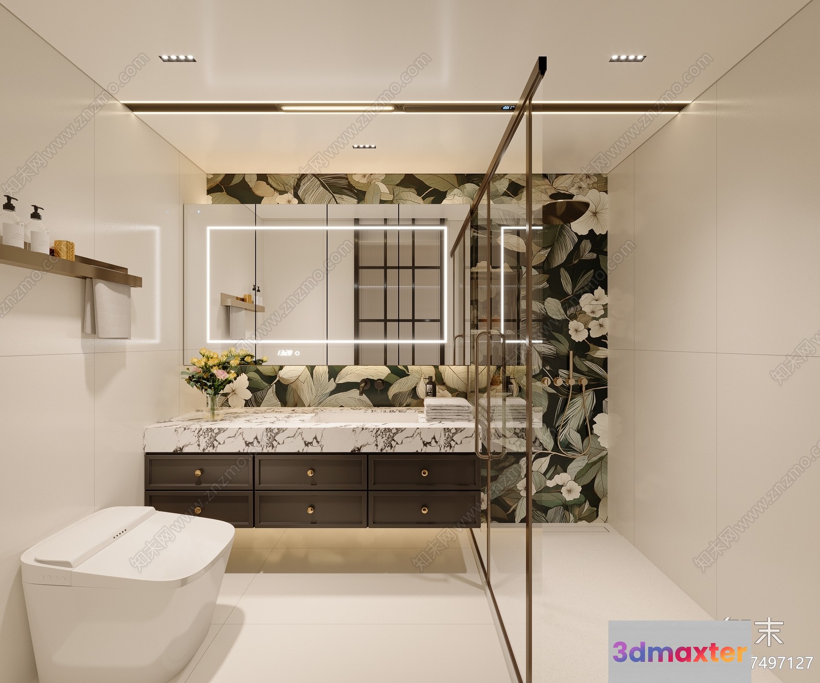Modern Bathroom Design 3D Model - 7158 - VRAY Render