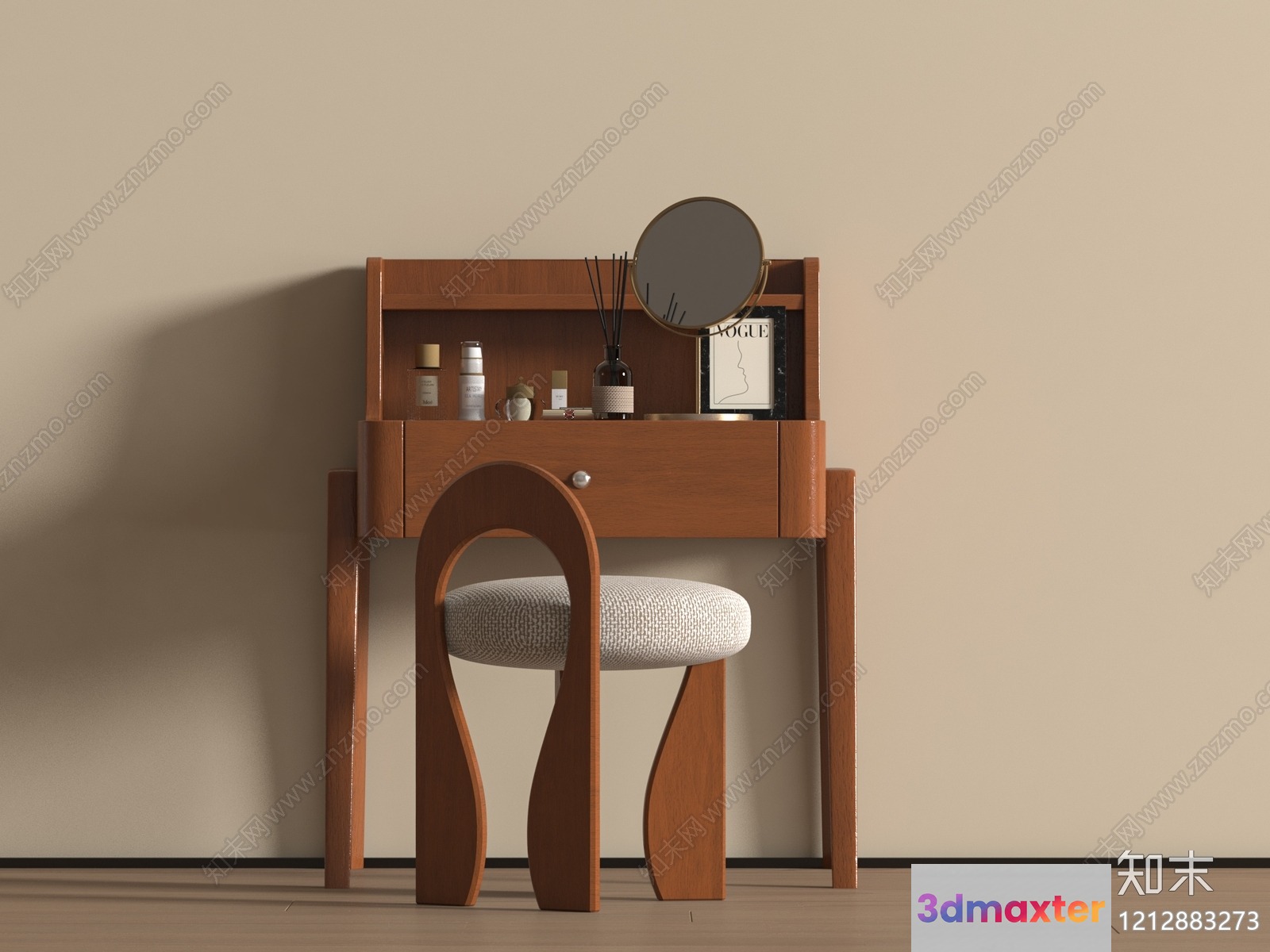 Wooden Vanity Table 3D Model - 4441 - VRAY Render