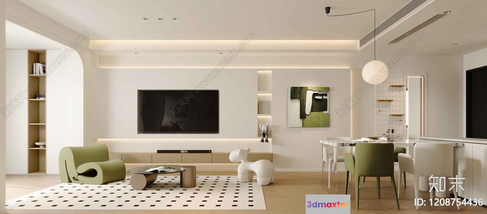 Modern Living Room 3D Model - 21469 - VRAY Render