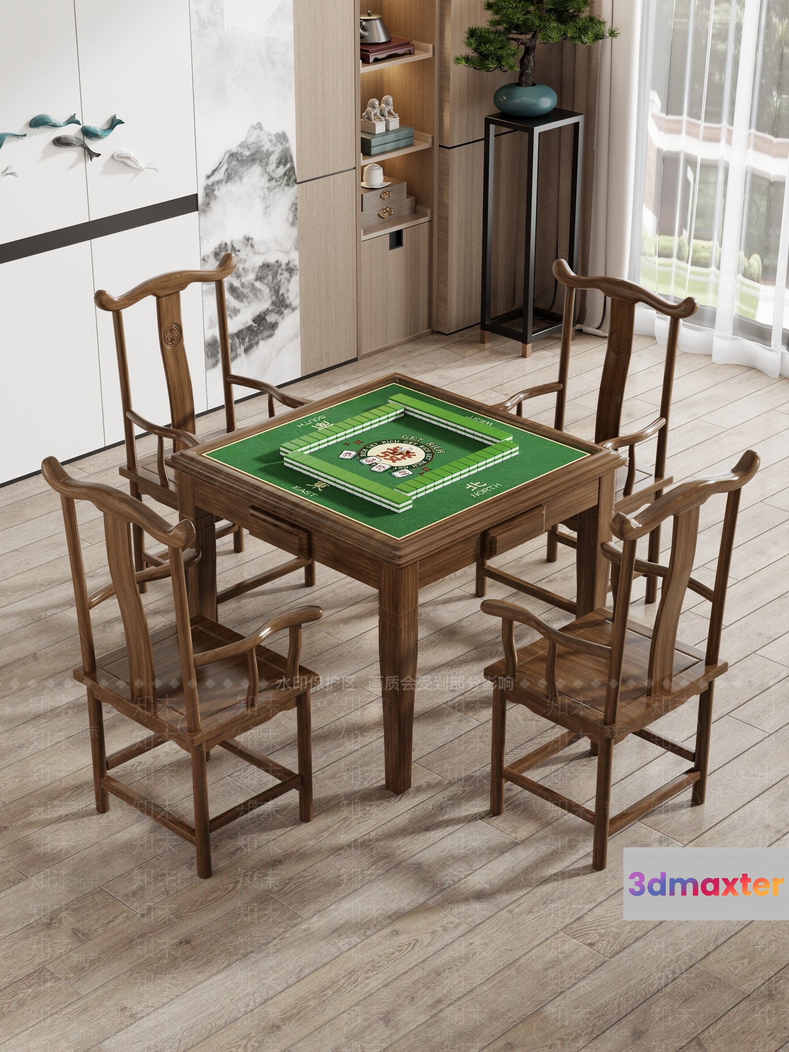 A Mahjong Table 3D Model - 4685 - VRAY Render