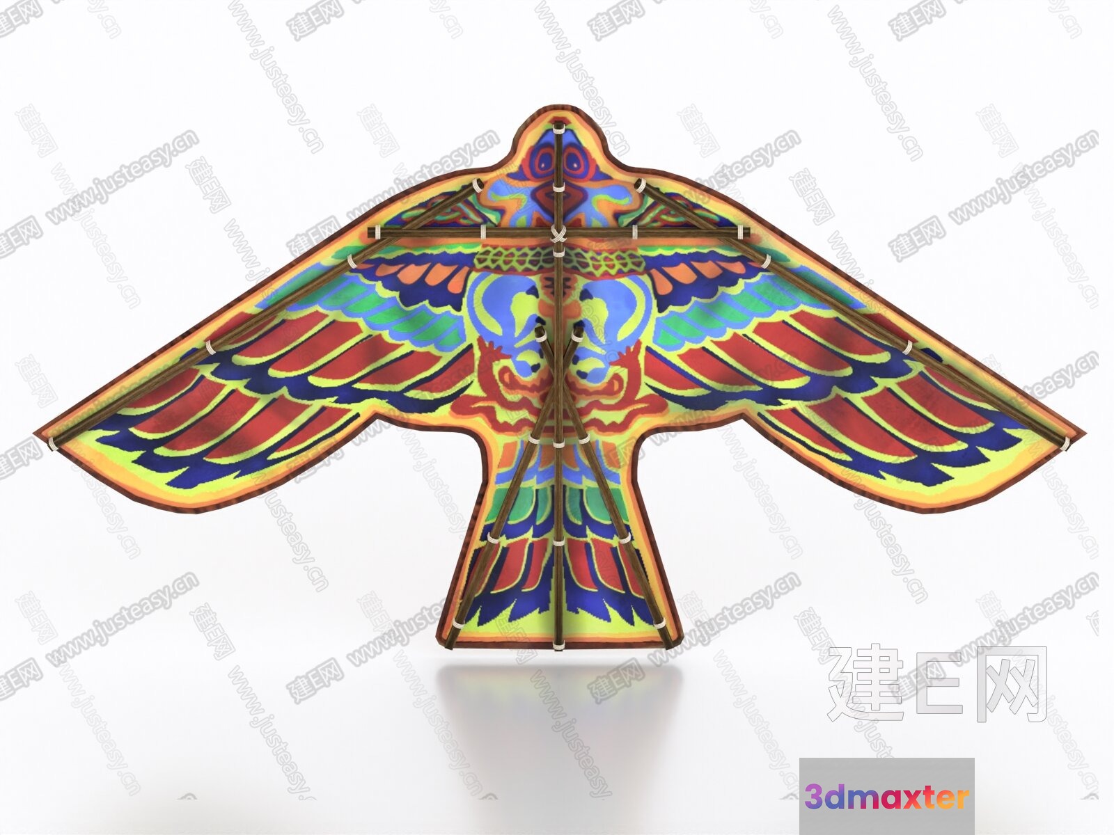 The Single Main Subject Is A Colorful Bird-Shaped Kite 3D Model - 10556 - VRAY Render