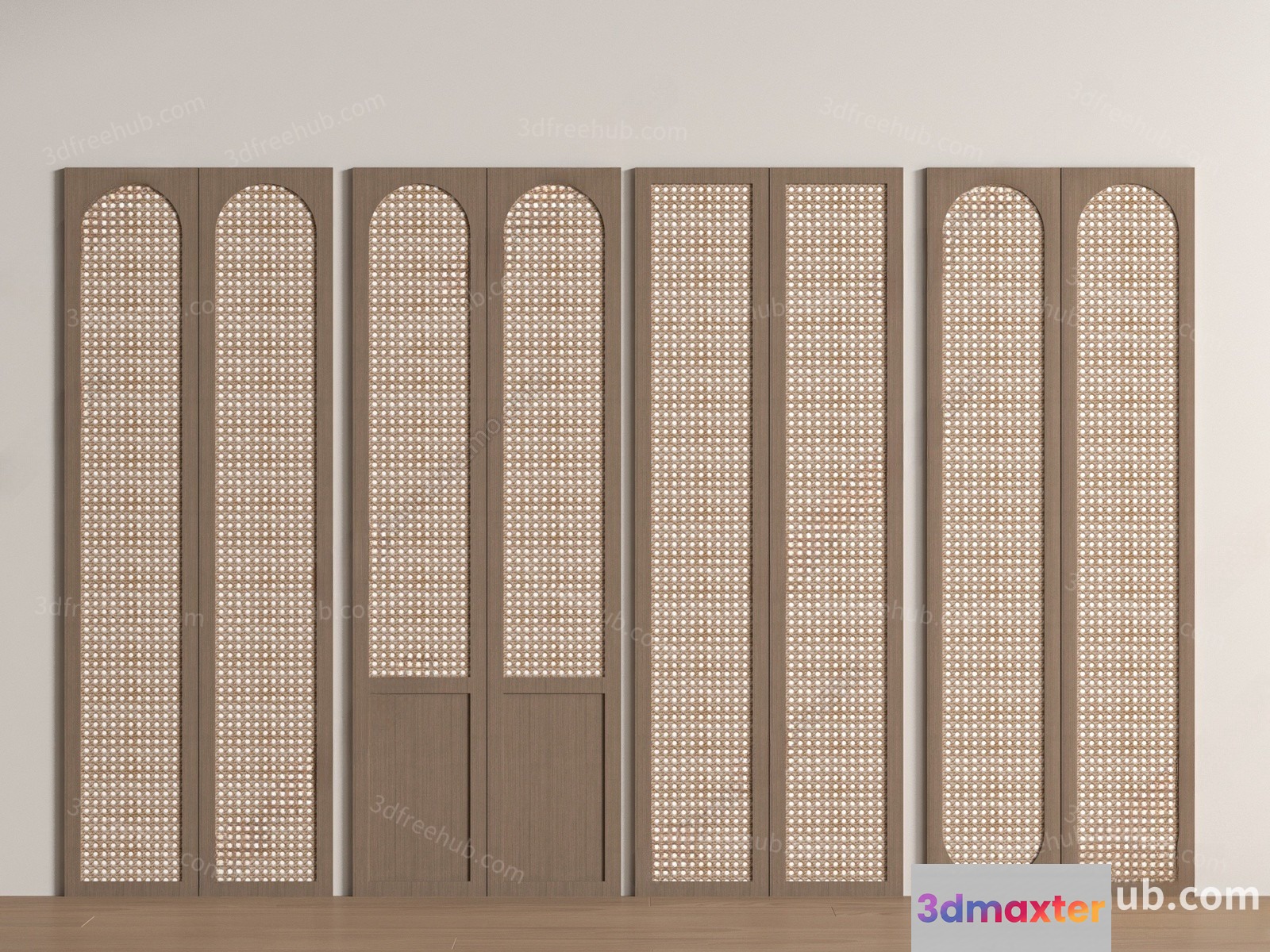 Brown Wooden Panel With White Dots 3D Model - 23487 - VRAY Render