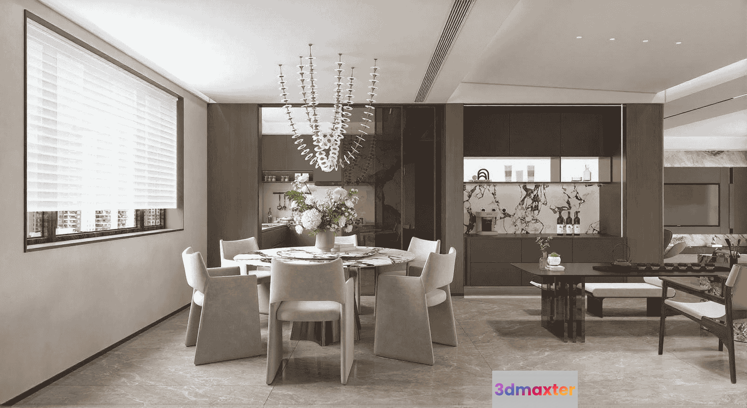 Modern Dining Room 3D Model - 11925 - VRAY Render