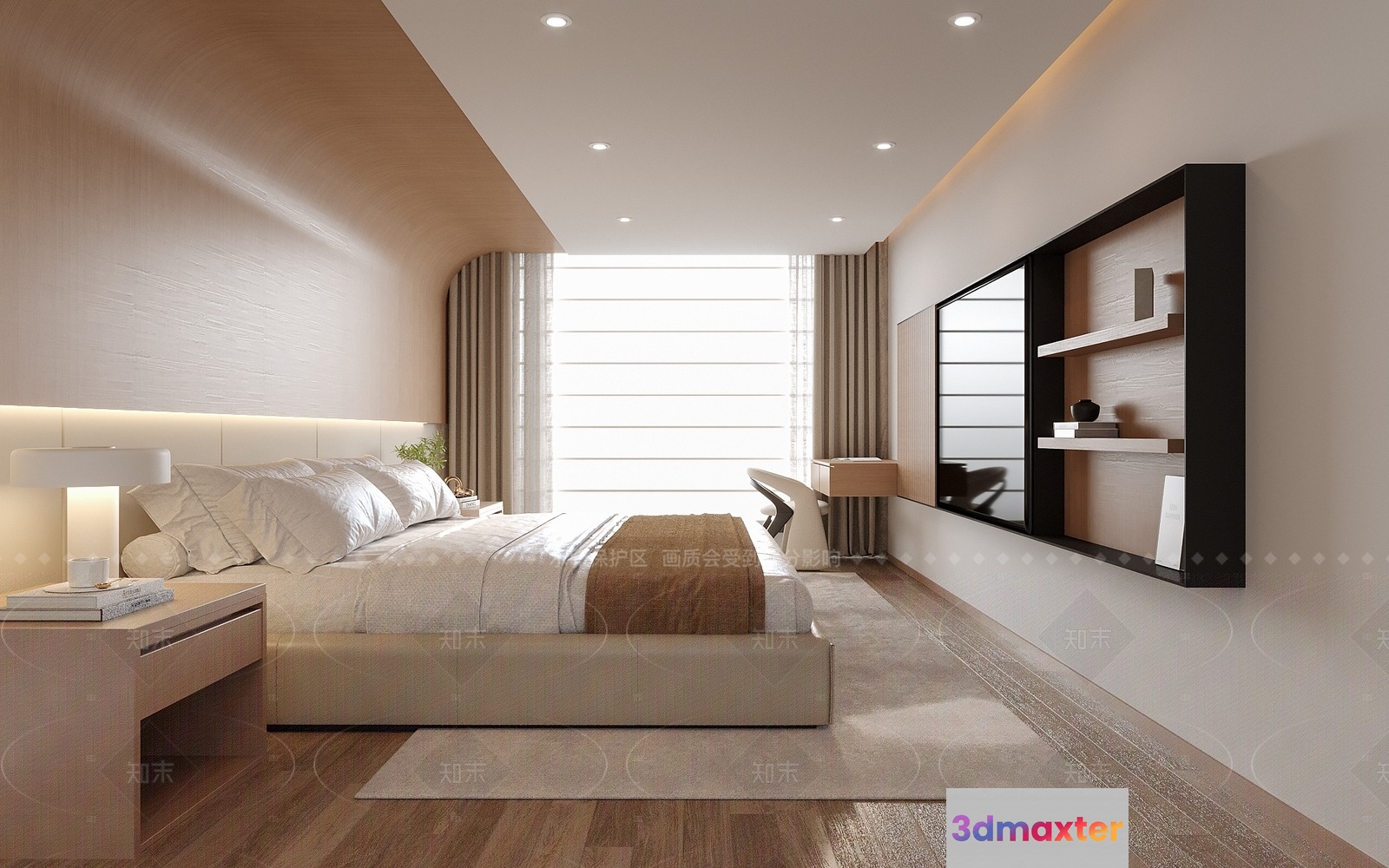Modern Minimalist Bedroom 3D Model - 2769 - VRAY Render