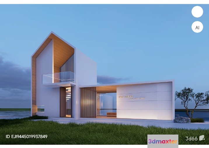 Modern Minimalist House 3D Model - 14550 - VRAY Render