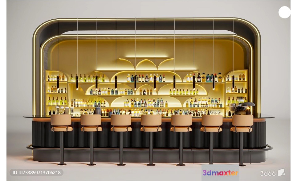A Modern Bar 3D Model - 14423 - VRAY Render