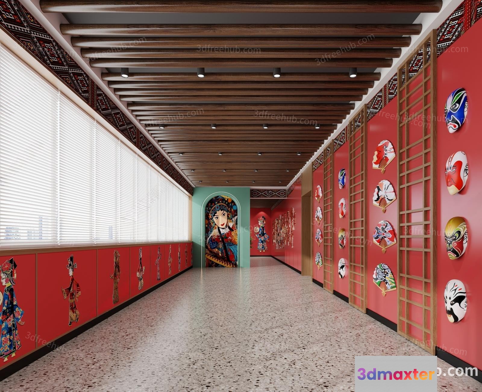 Modern Asian Corridor 3D Model - 8029 - VRAY Render