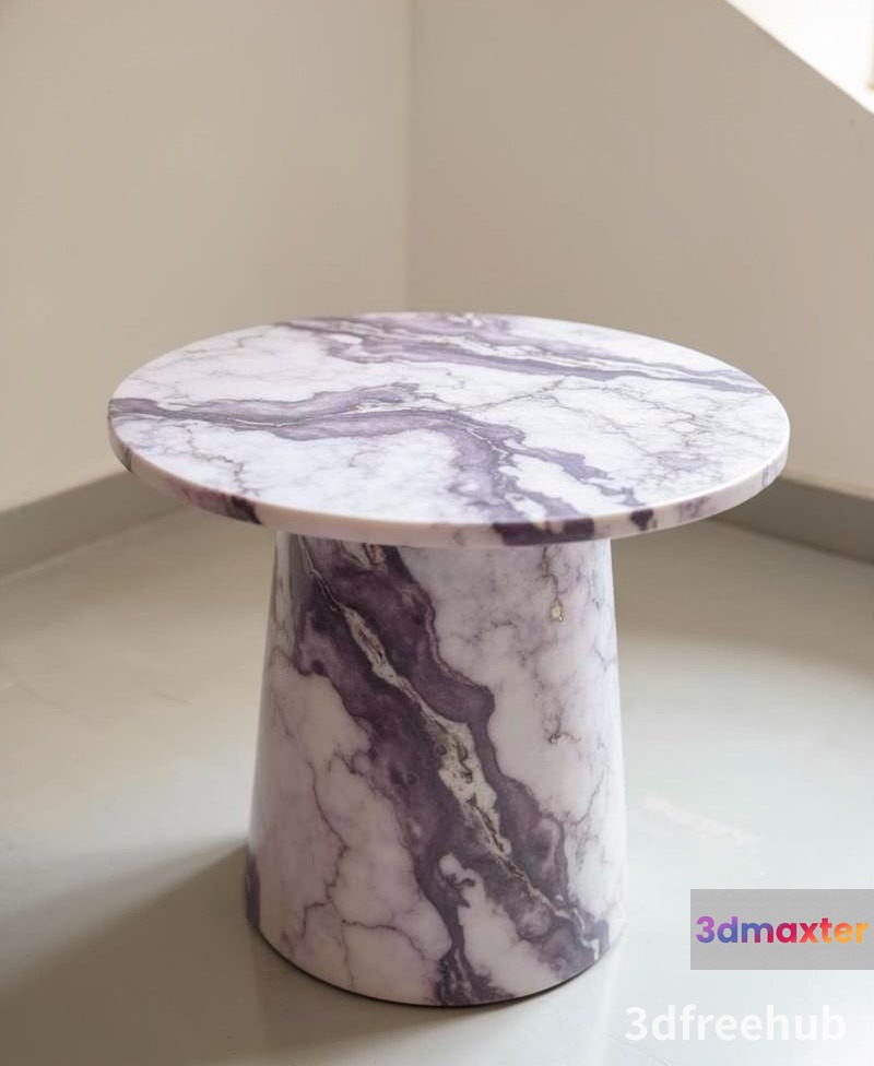A Small Round Table With A Marble Pattern 3D Model - 21770 - VRAY Render