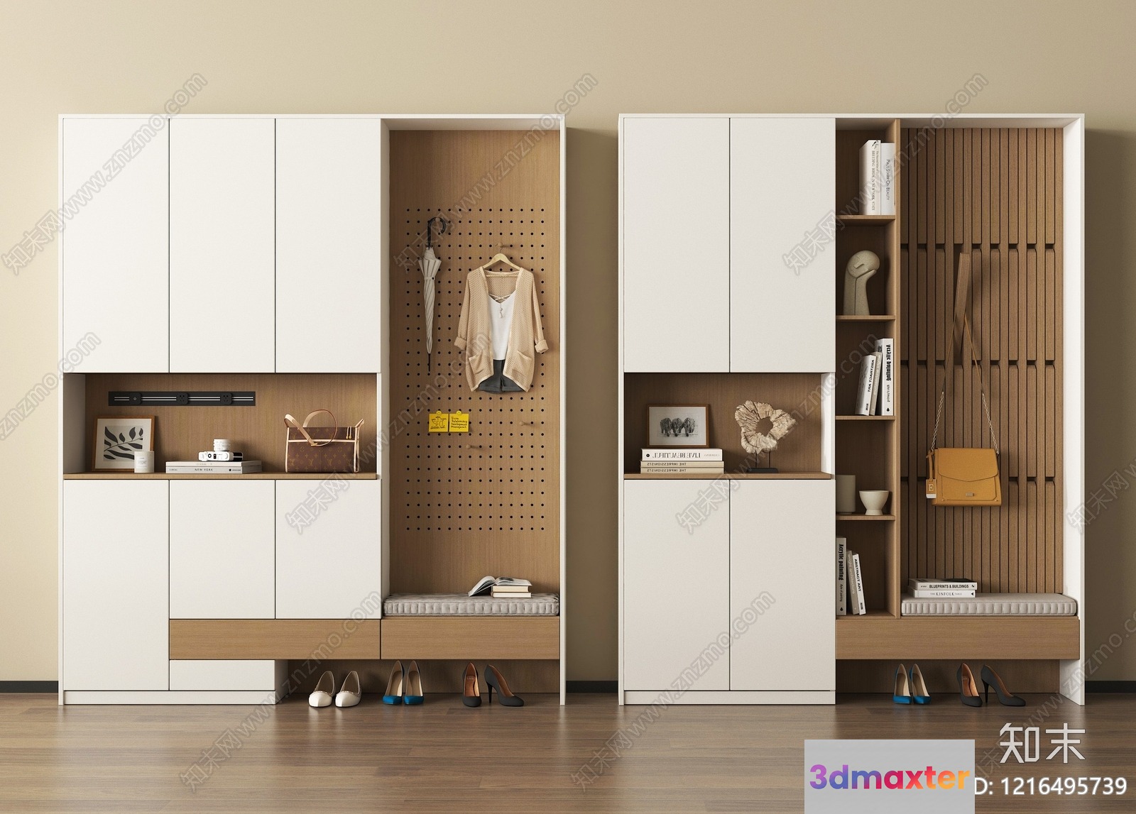 Modern White Wardrobe 3D Model - 18434 - VRAY Render