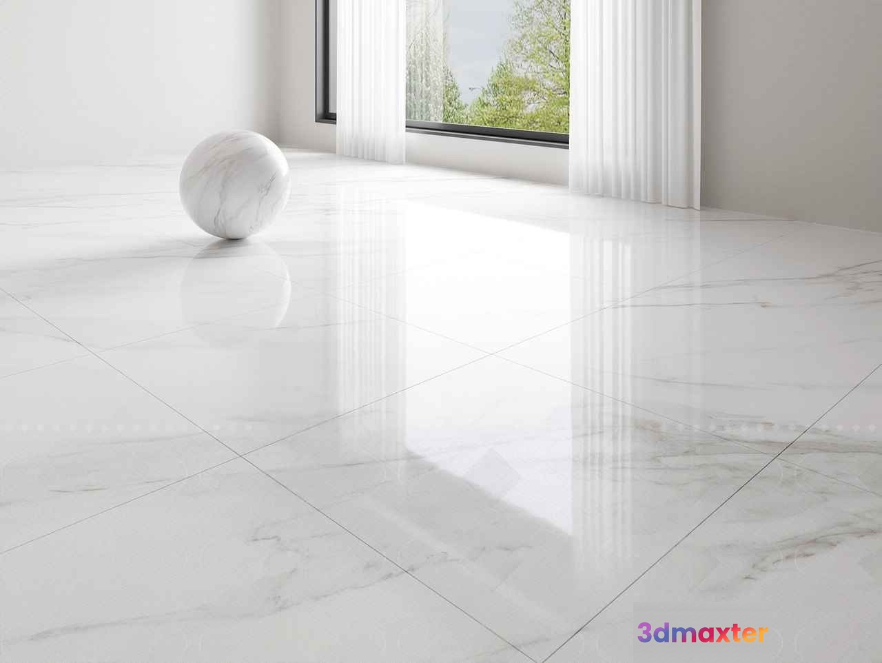 White Marble Floor 3D Model - 191 - VRAY Render