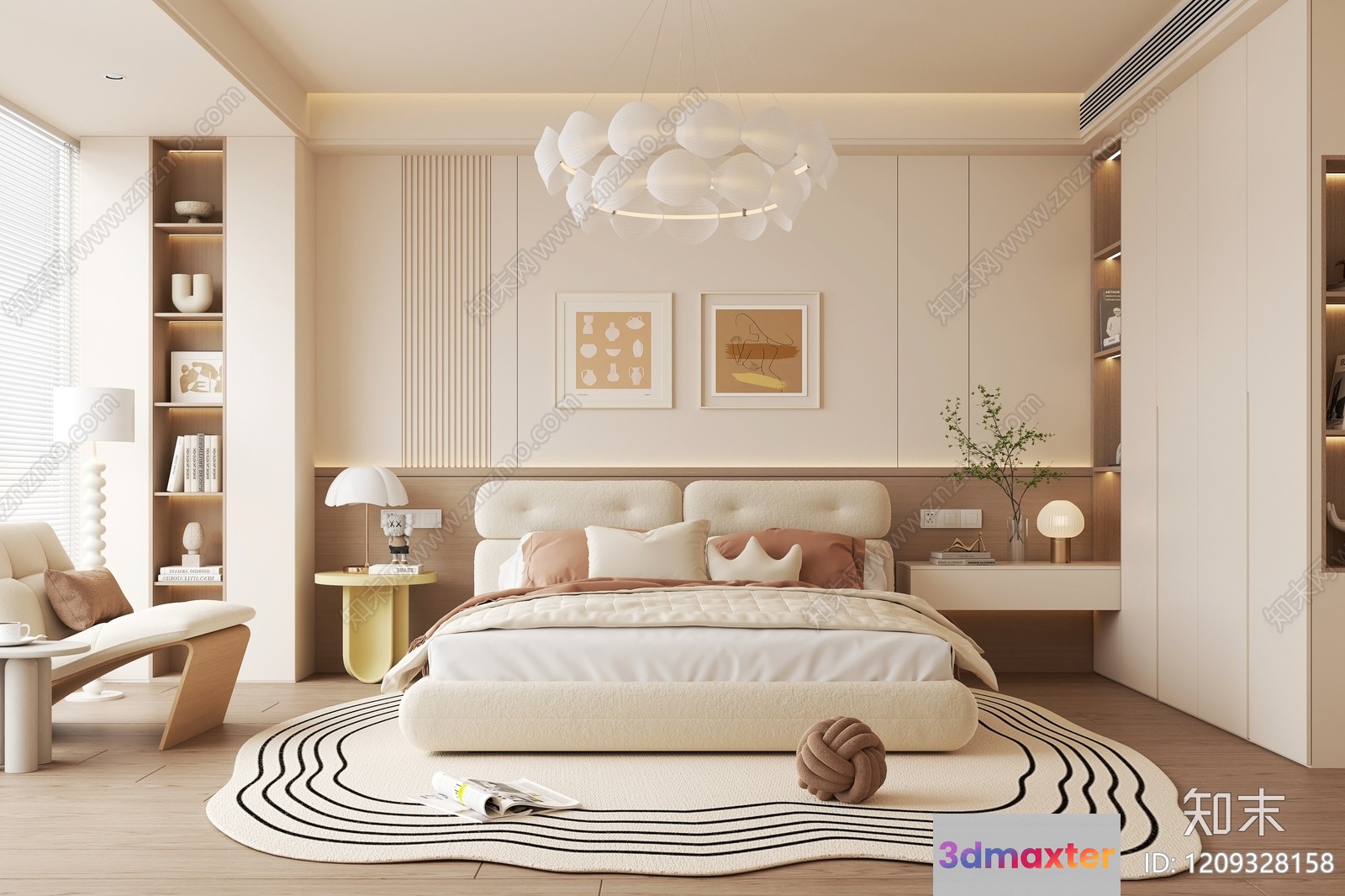 Cozy Modern Bedroom 3D Model - 8753 - VRAY Render