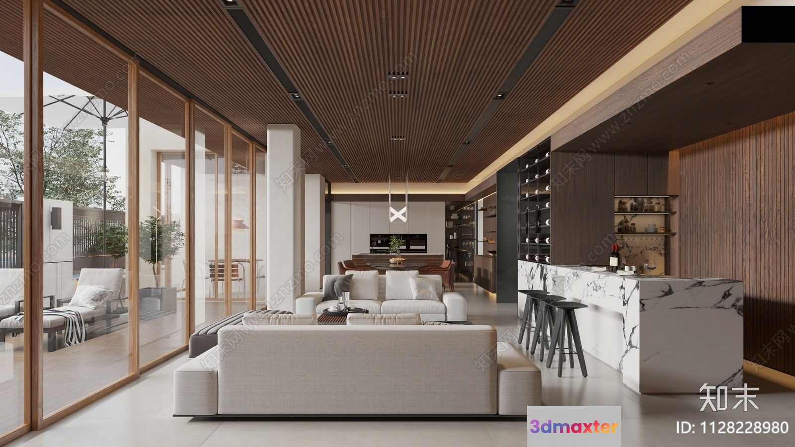 Modern Living Room 3D Model - 9813 - VRAY Render