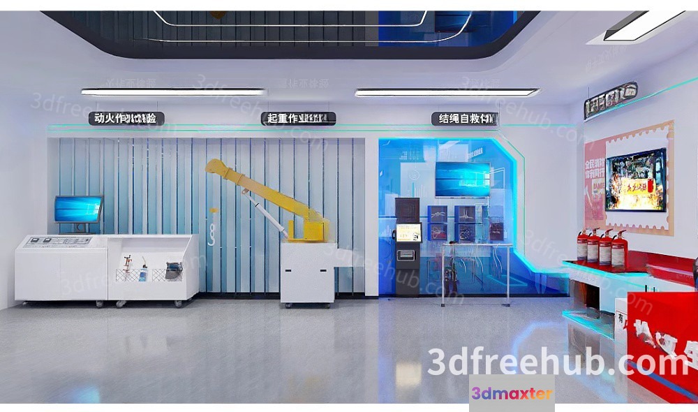 The Main Subject In This Image Is A Futuristic-Looking Room With Various Machines And 3D Model - 18850 - VRAY Render