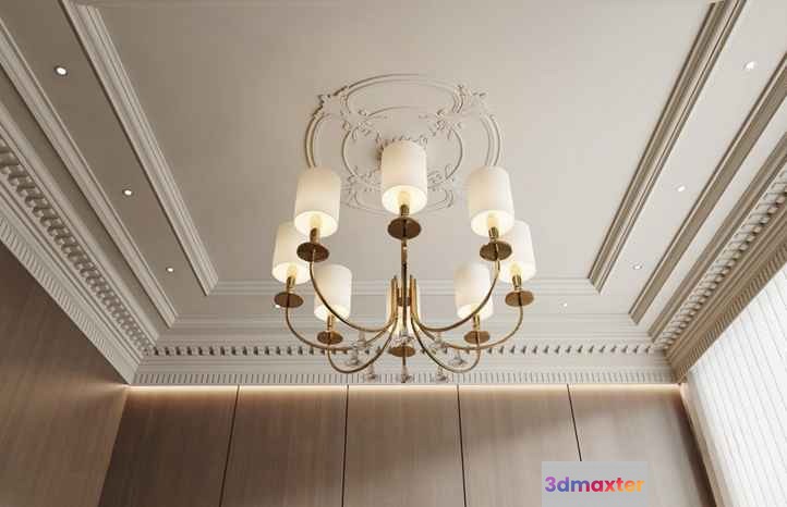 Gold Light Fixture 3D Model - 371 - VRAY Render