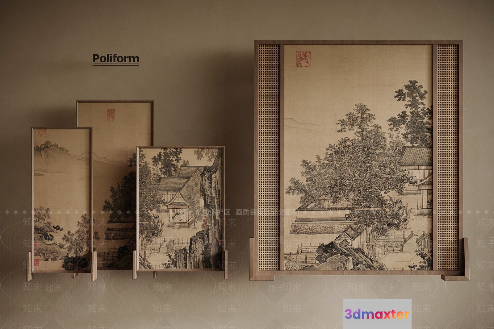 Asian-Style Artwork 3D Model - 9507 - VRAY Render
