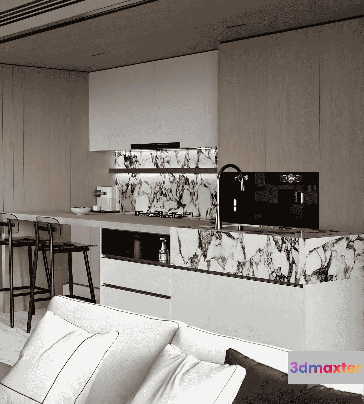 Modern Kitchen Design 3D Model - 14994 - VRAY Render