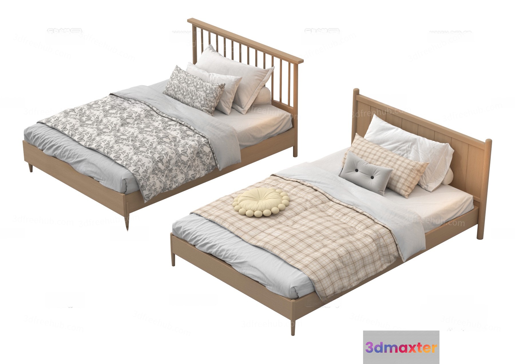 Two Beds 3D Model - 22014 - VRAY Render