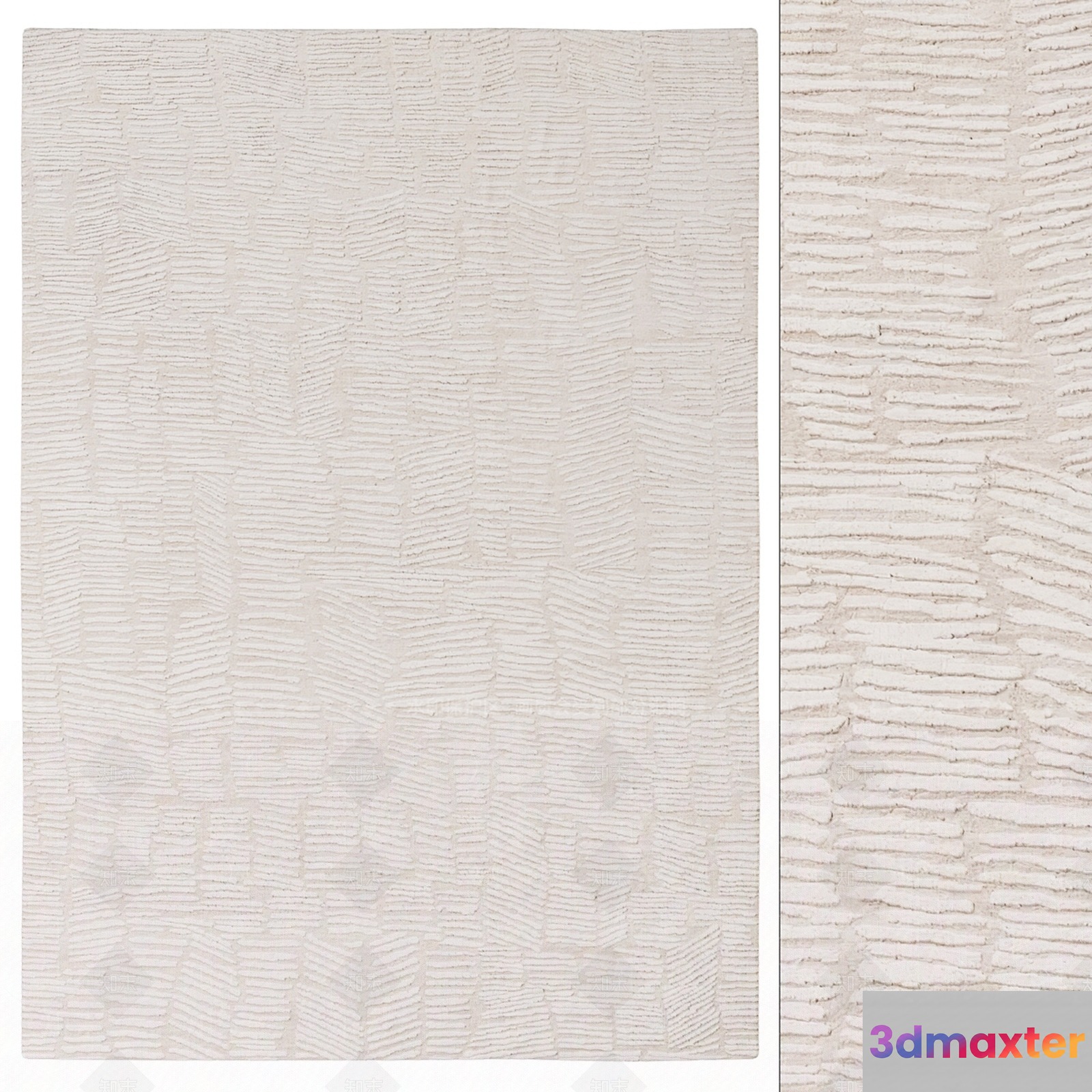 Textured White Rug 3D Model - 22545 - VRAY Render