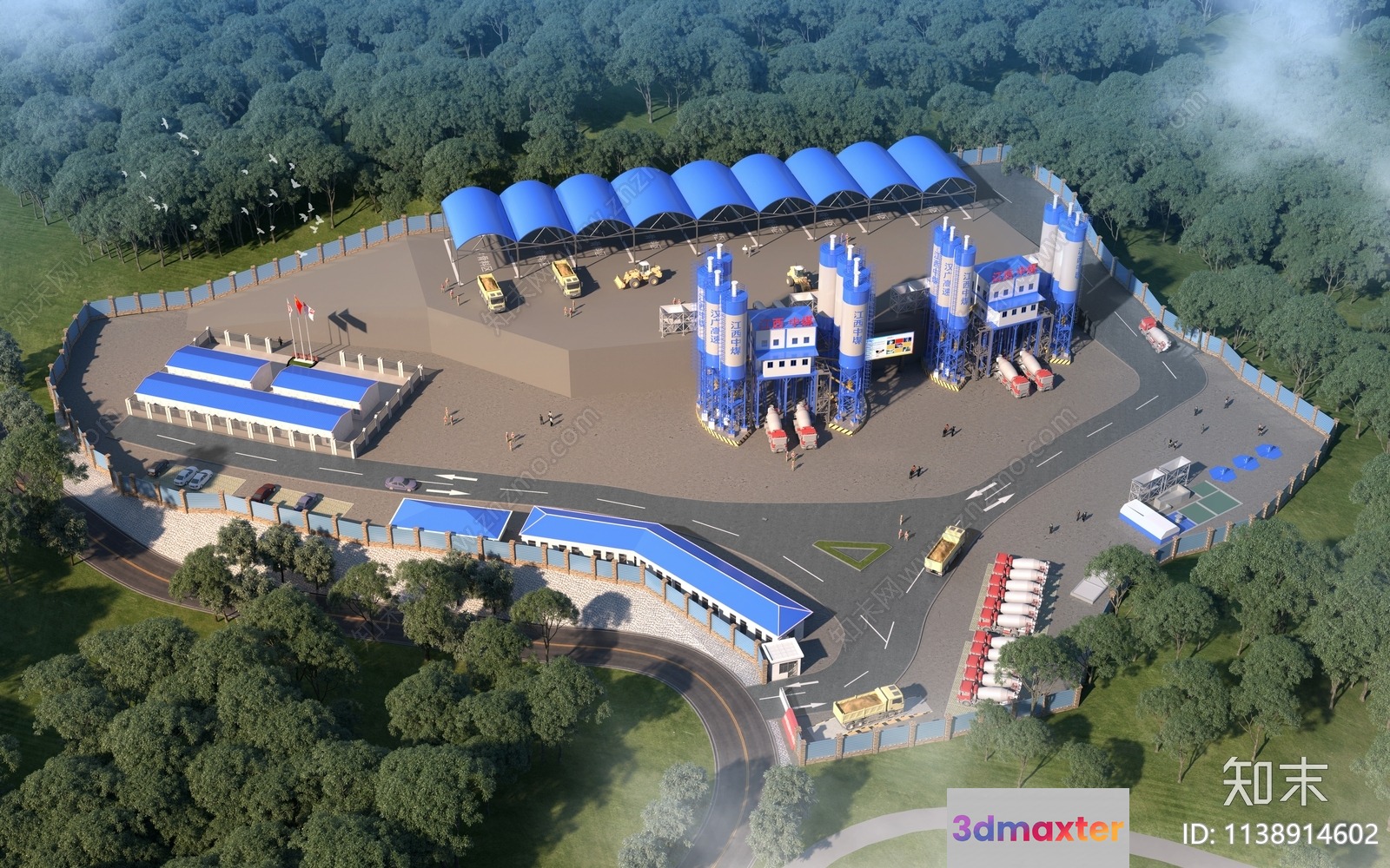 Blue And White Buildings 3D Model - 2277 - VRAY Render
