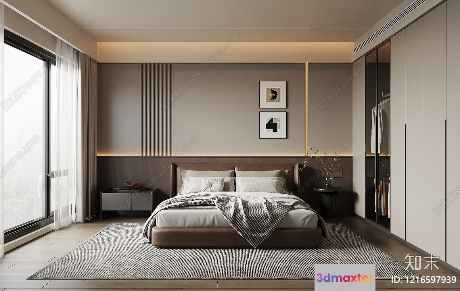 Cozy Modern Bedroom 3D Model - 14793 - VRAY Render