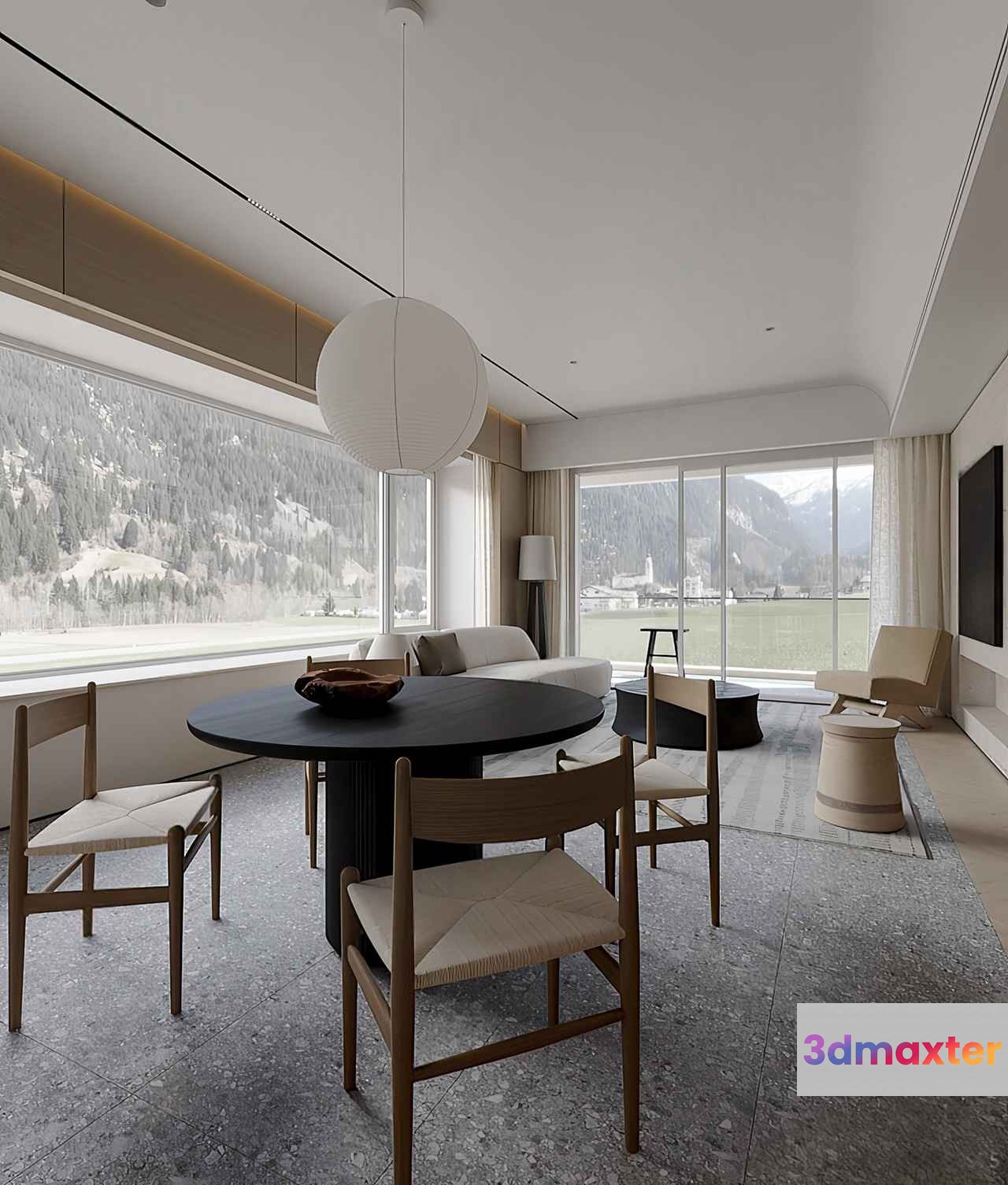 Modern Living Room 3D Model - 4858 - VRAY Render
