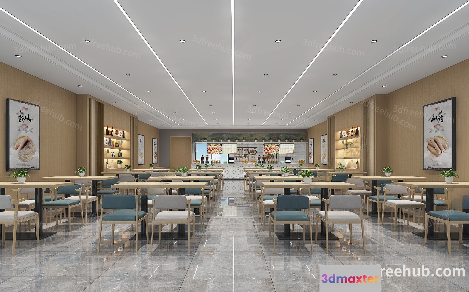 Modern Dining Room 3D Model - 7362 - VRAY Render
