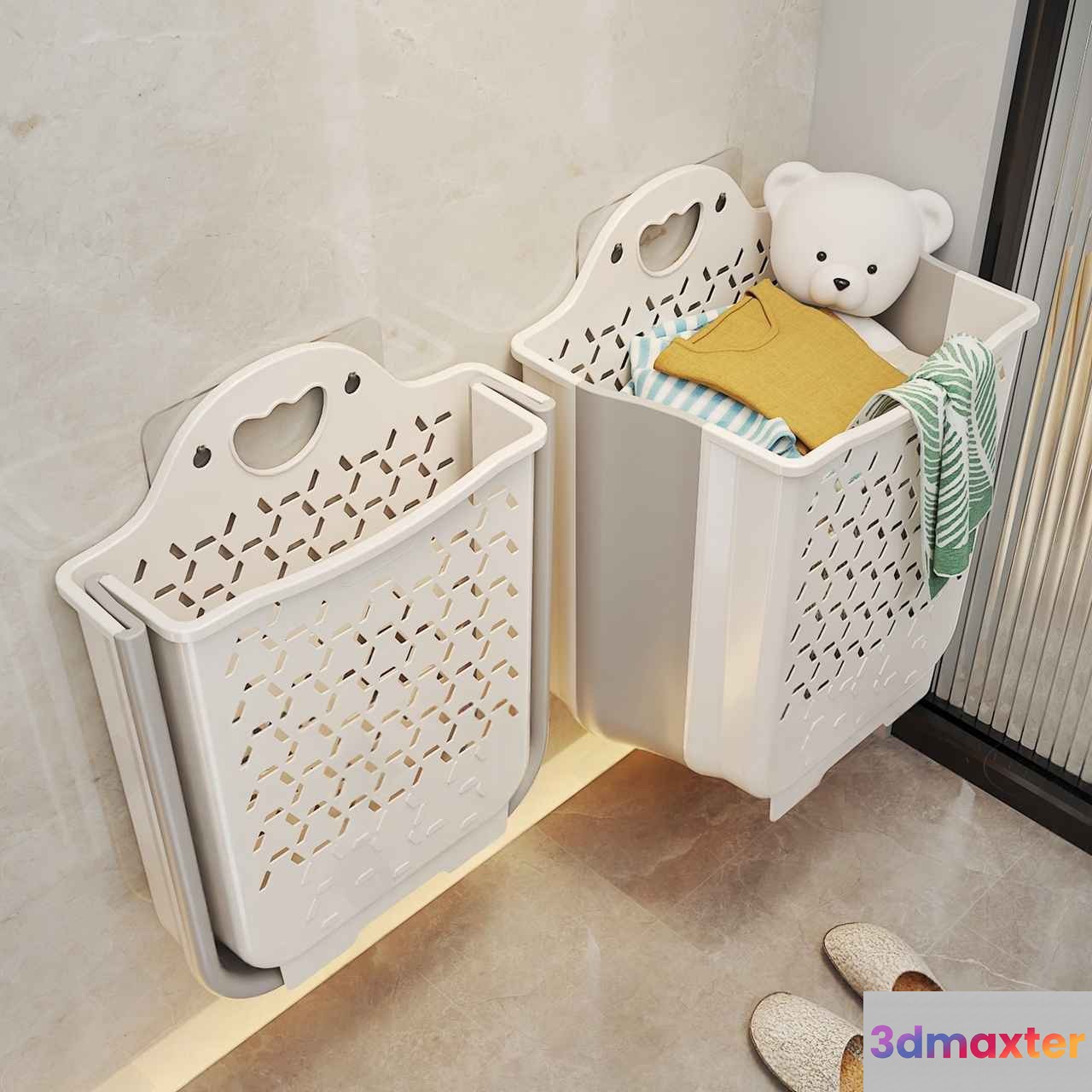 White Laundry Baskets 3D Model - 8651 - VRAY Render