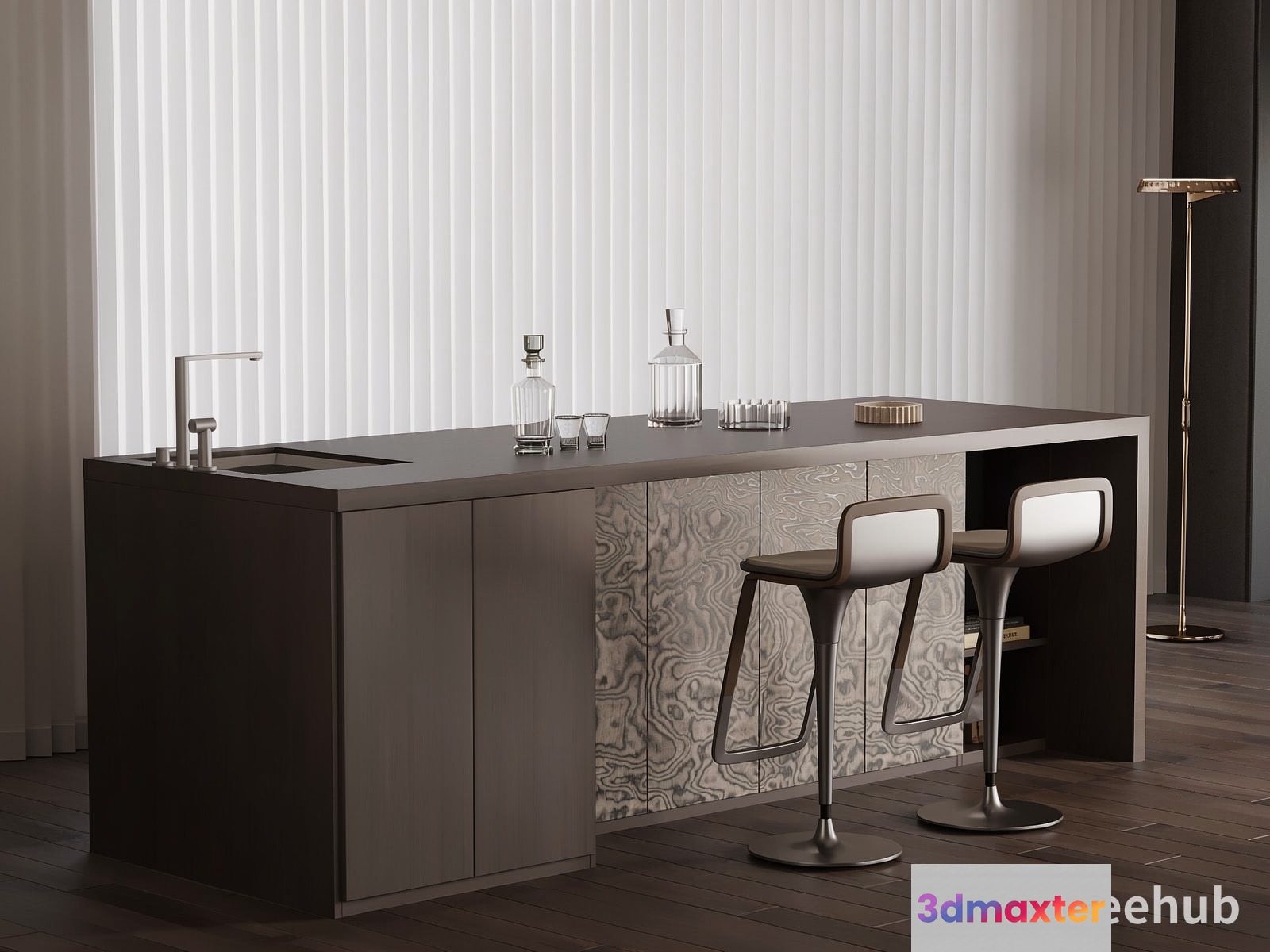 Modern Kitchen Island 3D Model - 19943 - VRAY Render